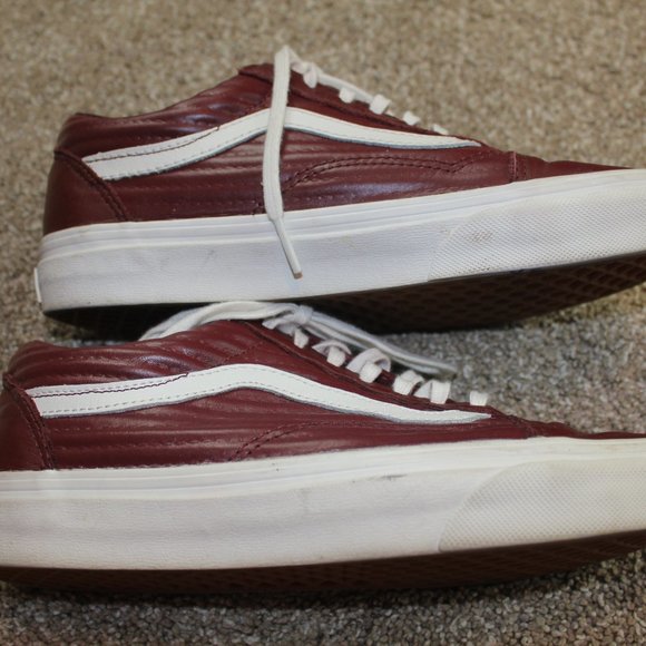 Vans Old Skool Moto Leather Maroon Skate Sneakers Shoe Size Womens 7 Mens 5.5 - Picture 10 of 12